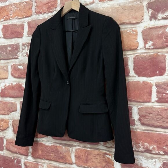 Elie Tahari Jacket Women's XXS Petite Black Blue Pinstriped Career Work Blazer - Picture 3 of 8